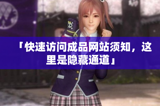 「快速访问成品网站须知，这里是隐藏通道」