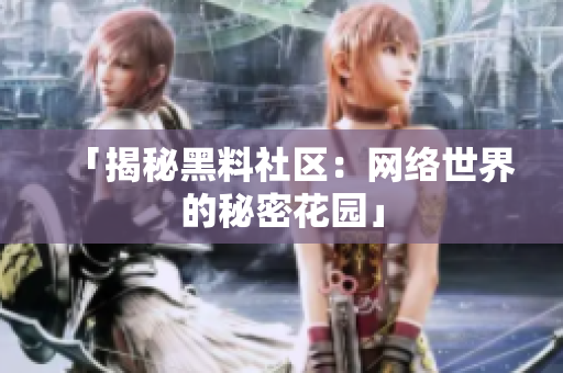「揭秘黑料社区：网络世界的秘密花园」