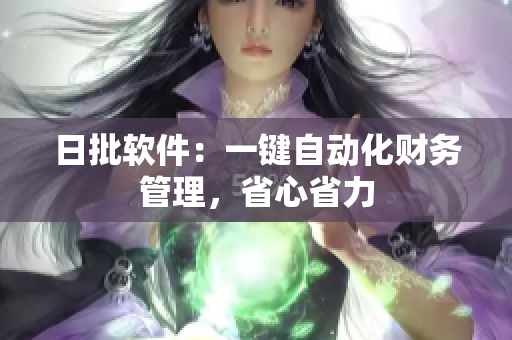 日批软件：一键自动化财务管理，省心省力