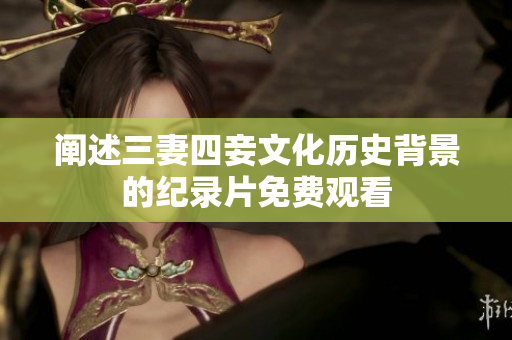 阐述三妻四妾文化历史背景的纪录片免费观看
