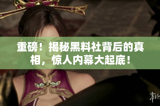 重磅！揭秘黑料社背后的真相，惊人内幕大起底！