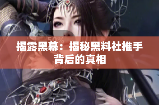 揭露黑幕：揭秘黑料社推手背后的真相